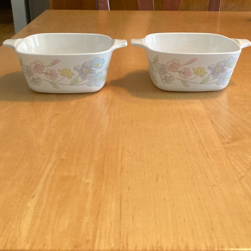 Vintage Corningware Floral Serveware - White with Pastel Flowers